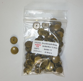 Kamsnap press-buttons 12.4mm (25 pcs), Golden 12